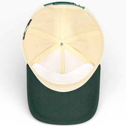 E BY ELIDAN Two Tone A-Frame Trucker Hat, 5-Panel Blank Baseball Snapback - color: Stone Dark Green
