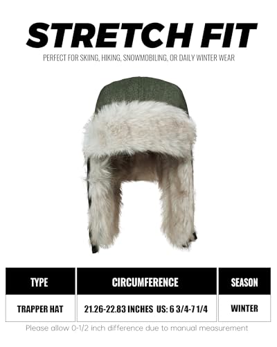 Croogo Trapper Hat Winter Hats for Men Trooper Russian Warm Hat with Ear Flaps Women Ushanka Fur Hat Windproof Ski Hat - color: Pl2510-green