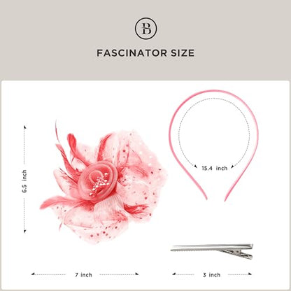 BABEYOND Fascinators Hats for Women Tea Party Flower Tulle Bead Derby Hat - color: Watermelon Red