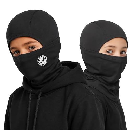 Kids Balaclava Ski Mask for Boys & Girls Dark Black