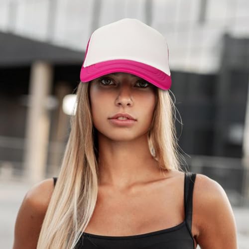 Ultrafun 10 Pack Trucker Hat Mesh Sublimation Blank Hats Adjustable Baseball Caps Hats for Men Women - color: Rose Red White