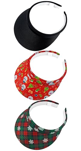 3 Pack Sports Sun Visor Hat Women Men Adjustable Clip On Visors Outdoor Golf Beach Cap - color: Black, Green, Red
