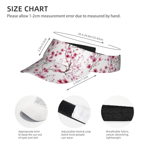 Sports Sun Visor Hat for Men Women, Adjustable Breathable Golf Tennis Cap - color: Pink Cherry Blossoms