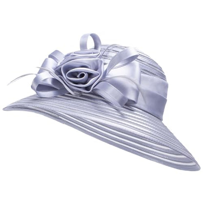 Lawliet Womens Satin Ribbon Church Wedding Sun Wedding Occasion Hat A214 - color: Grey