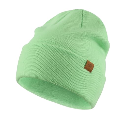 Home Prefer Mens Winter Hats Acrylic Knit Cuff Beanie Cap Warm Womens Beanie Hat - color: Light Green