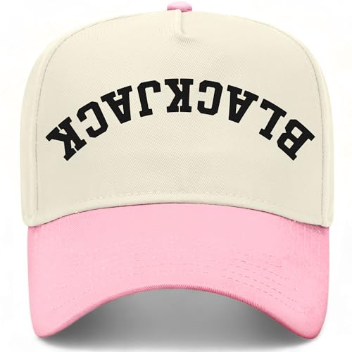 Blackjack Upside Down Reversed Vintage Trucker Hat | Premium Adjustable Snapback Baseball Hat for Men & Women - color: Pink/Natural