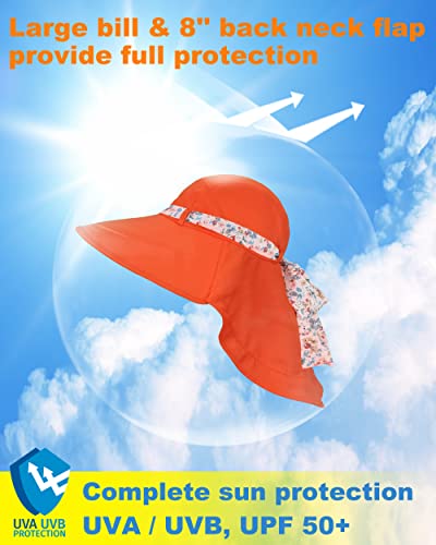 Tirrina Women's Sun Hat Wide Brim, UV Protection Sun Hats for Women - color: Orange