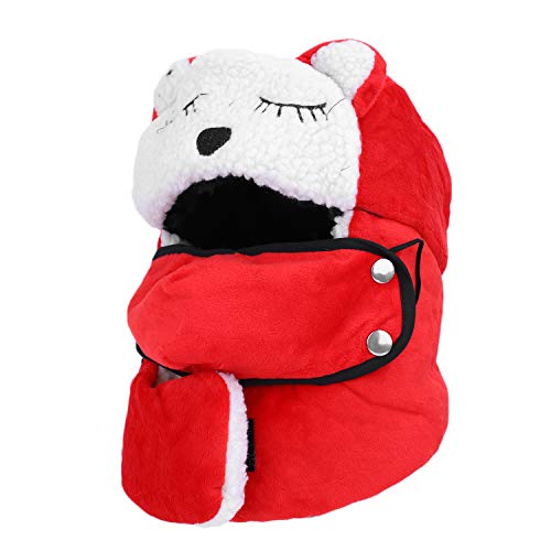 Cute Kids Winter Hat Baby Boy Girl Windproof Ski Mask Balaclava Trapper Cap Fur Fleece Warm Earflap Beanie Snow Hat - color: Red