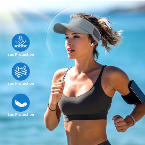 HH HOFNEN Sports Sun Visor Unisex Cooling Cap Lightweight Stretchy Packable - color: #2 Darkgray+lightgray