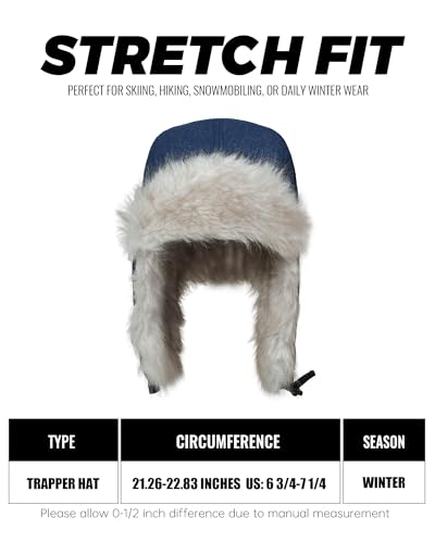 Croogo Trapper Hat Winter Hats for Men Trooper Russian Warm Hat with Ear Flaps Women Ushanka Fur Hat Windproof Ski Hat - color: Pl2510-navy
