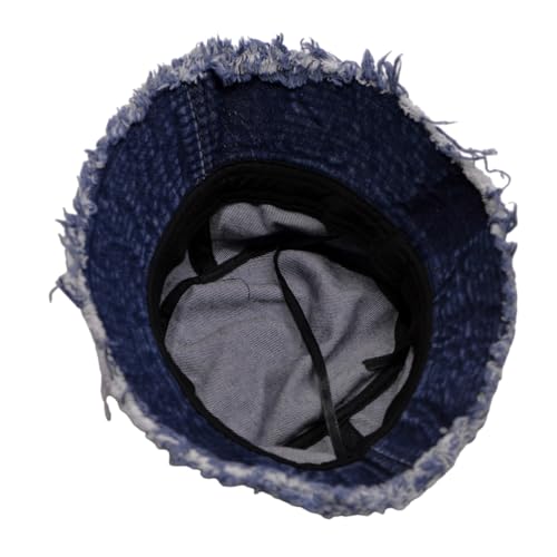 Cotton Denim Distressed Bucket Hat, Sun Hat, Hat for Men and Women - color: Blu29
