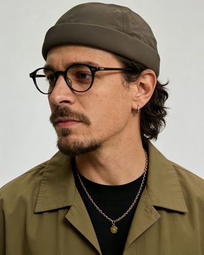 CLAPE Lightweight Breathable Brimless Cap Street Casual Versatile Summer Quick Dry Docker Cap No Brim Sailor Cap Leon Cap - color: Ct81-coffee