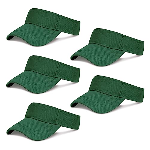 Rbenxia 5 PCS Adjustable Sport Visors Sun Visor Hats Cap Visors Women Men - color: Dark Green, size: One Size