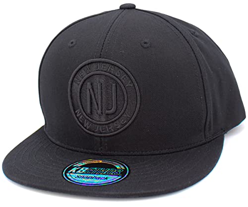 City Snapback Embroidered Fashion Snapback Hat New York Brooklyn Adjustable Baseball Cap Mens Womens - color: Black/Black New Jersey Patch