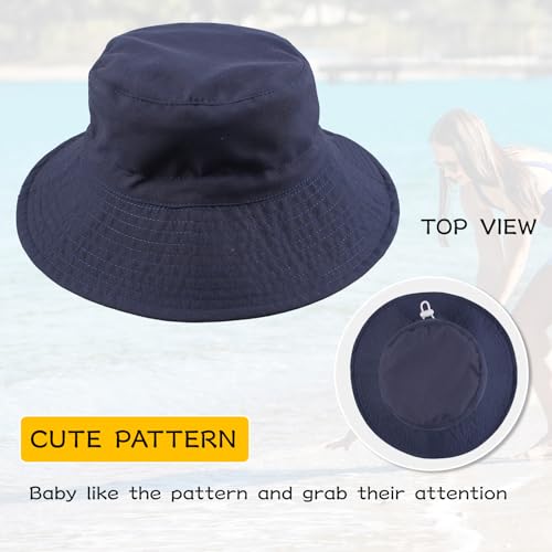 Peecabe Summer Baby Sun Hat for Boys Girls UPF 50+ Wide Brim Toddle Bucket Hat Adjustable Baby Beach Cap 0-8 Years - color: A-navy, size: 2-8 Years