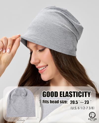 ROYBENS 100% Cotton Thin Slouchy Beanie Hat Women Men Lightweight Chemo Cap - color: 1pcs-light Grey