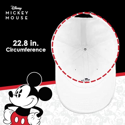 Disney Mickey Mouse Embroidered Cotton Adjustable Dad Hat with Curved Brim - color: White Washed