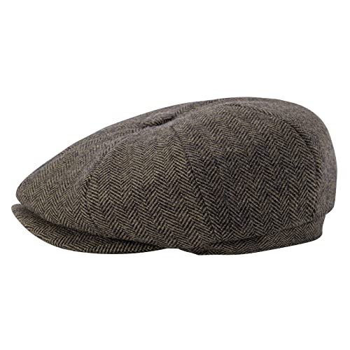 BOTVELA Men's 8 Panel Wool Blend Newsboy Flat Cap - color: Khaki, size: 7 1/8