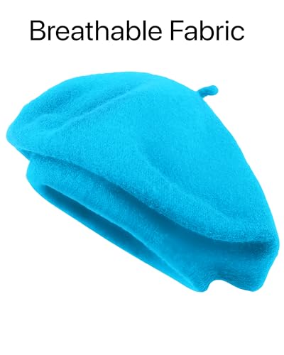 Parquet Solid Color French Beret Hat. Classic French, Casual and Chic Lightweight Cap for Women - color: Turquoise
