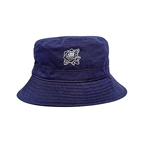 Rose Outline Embroidered Bucket Hat, Unisex Hat, Summer Hat, Sun Hat, Outdoor Hat, Fishing Hat - color: Navy