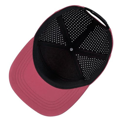 FEINION Men Laser Mesh Flat Brim Snapback Baseball Cap - color: Burgundy