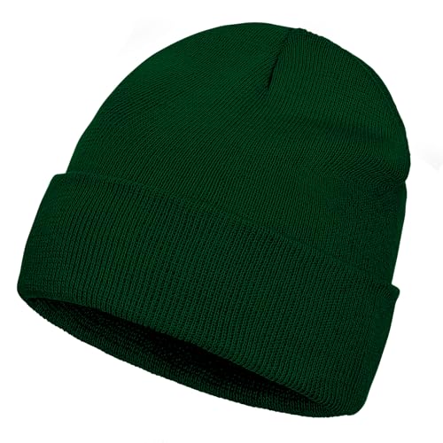 Pistha Beanie for Men Women-Knit Beanie Hats Skull Cap Winter Warm Hat - color: Dark Green