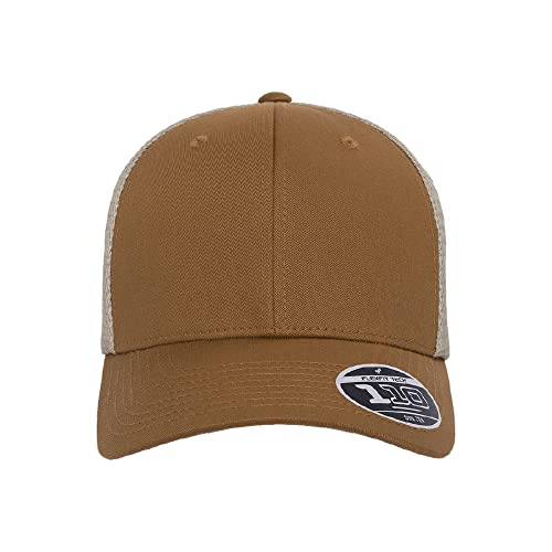 Flexfit 110M Trucker Mid-Profile Mesh Back Snapback Cap - color: Caramel/Khaki