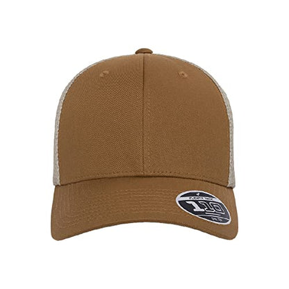 Flexfit 110M Trucker Mid-Profile Mesh Back Snapback Cap - color: Caramel/Khaki