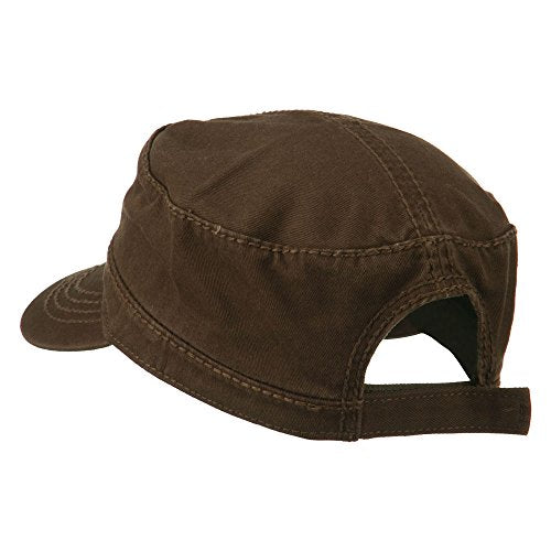 Garment Washed Heavy Stitching Army Cap - Dk Brown OSFM