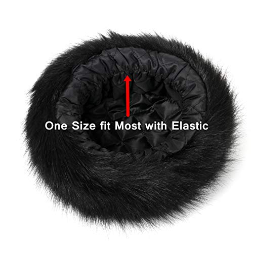 sy soul young Women's Leopard Faux Fur Hats Fluffy Bucket Hat Russian Style - color: Black