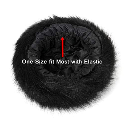 sy soul young Women's Leopard Faux Fur Hats Fluffy Bucket Hat Russian Style - color: Black