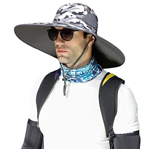 HUAMULAN Men Women 6" Wide Brim Sun Hat Summer Fishing Hats UV Protection - color: Hyp002-micai7