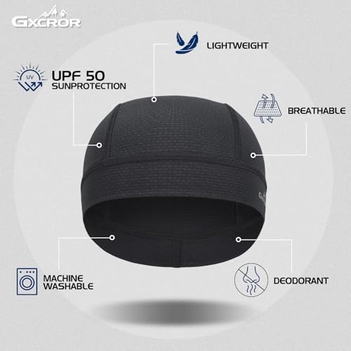 GXCROR Cooling Skull Cap Helmet Liner for Men Women, Moisture Wicking Cycling Cap - color: Black*2