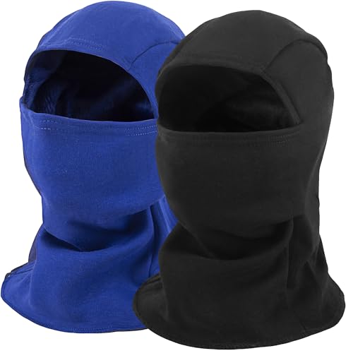 ZUMULIAN Balaclava Ski Mask for Adult, Full Face Mask Winter Fleece Thermal Cold Weather Outdoors Cover for Men Women 2 Packs - color: Black+blue