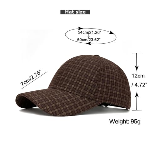 Unisex Plaid Baseball Cap Classic Checkered Cotton Dad Hat Retro Adjustable - color: Coffee