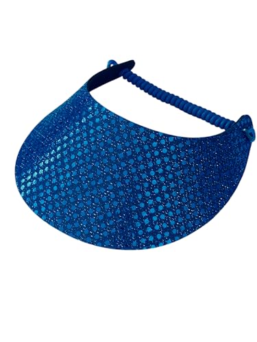 Pickleball - Fashion Fabric Foam Sun Visor for Women - The Sporty Look - Adjustable to Any Size Head - No Pressure & No Headache! Royal Blue Glitz