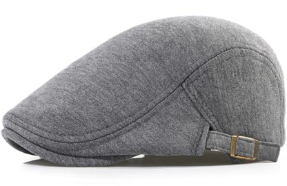 Men's Cotton Newsboy Hats Flat Ivy Gatsby Cap Irish Cabbie Ivy Driving Hunting Hat - color: Dark Grey