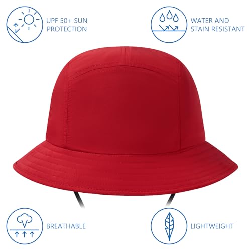 BASSDASH UPF50+ Fishing Bucket Hat for Men Women Lightweight Water Resistant Packable Outdoor Summer Sun Hats FH13 - color: Red