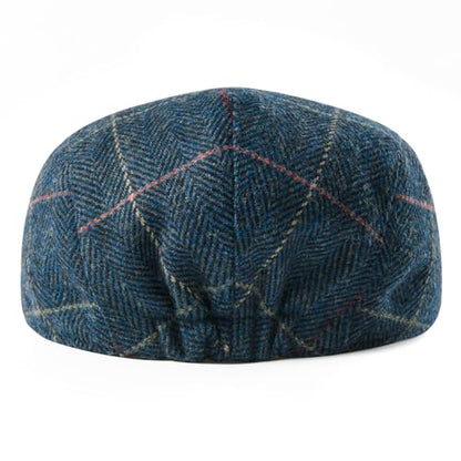FEINION Men Wool Blend Flat Cap Tweed Newsboy Ivy Hat - color: Plaid Blue