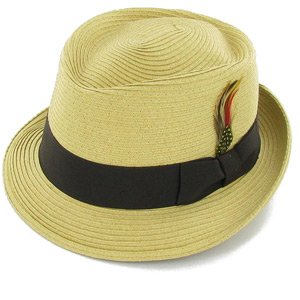 Belfry Braid Jazz Men’s Toyo Straw Porkpie Hat Natural Large