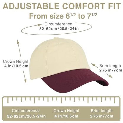 E BY ELIDAN Two Tone Dad Hat, Low Profile Baseball Cap - color: Stone Burgundy