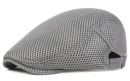 DIYDECAL Mens Breathable Mesh Summer Hat Adjustable Newsboy Beret Ivy Cap Cabbie Flat Cap - color: Light Grey
