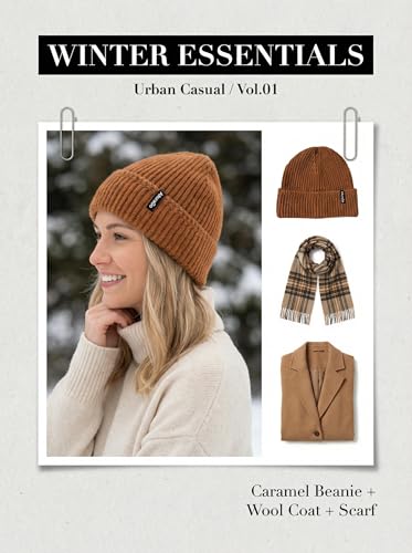 Beanie for Men Women Unisex Winter Hat Cuffed Thick Chunky Knitted Beanies Skull Cap - color: Caramel