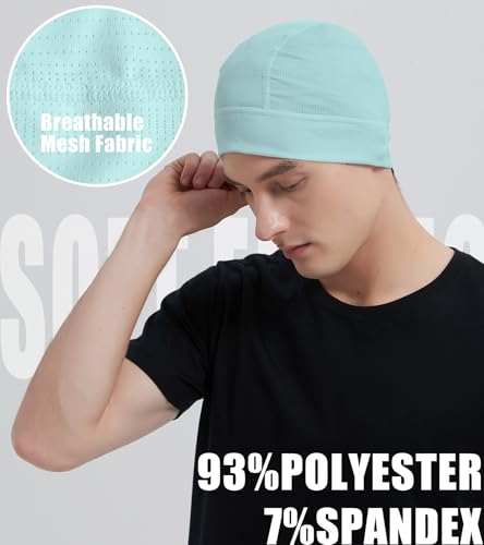 Skull Cap Helmet Liner for Men Women Cooling Hat Running Beanie - color: Set E-dark Gray,light Gray,mint Green