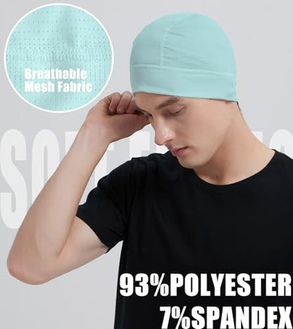Skull Cap Helmet Liner for Men Women Cooling Hat Running Beanie - color: Set E-dark Gray,light Gray,mint Green