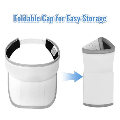 Foldable Sports Sun Visor Hat - Adjustable Running Golf Tennis Cap with Mesh&Reflective Design, Quick Drying for Men & Women - color: White/Reflective