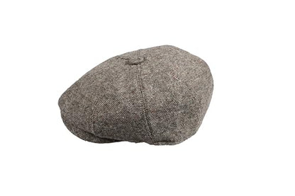 8 Panel Wool Blend Newsboy Cap – Classic Tweed & Herringbone Baker Boy Hat for Men & Women - color: Beige Tweed, size: Large