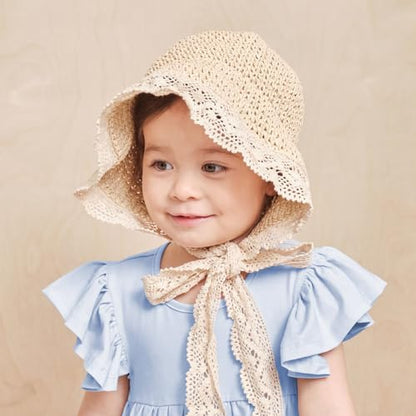 pureborn Baby Toddler Girls Straw Sun Hat Summer Beach Hat - color: Beige, size: 6-24 Months