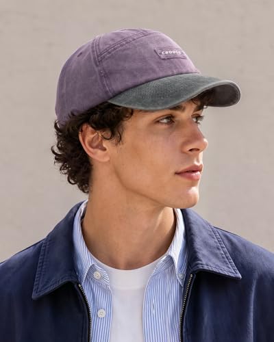 Croogo Short Brim Baseball Cap Vintage Washed Cotton Low Profile Hats - color: Purple
