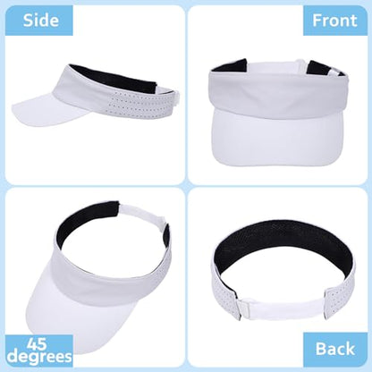 Kids Sun Visor Hats for Girls Boys Reflective Sports Hats Summer Beach Running Tennis Golf Caps Age 8-14 - color: No Reflective Strip-white
